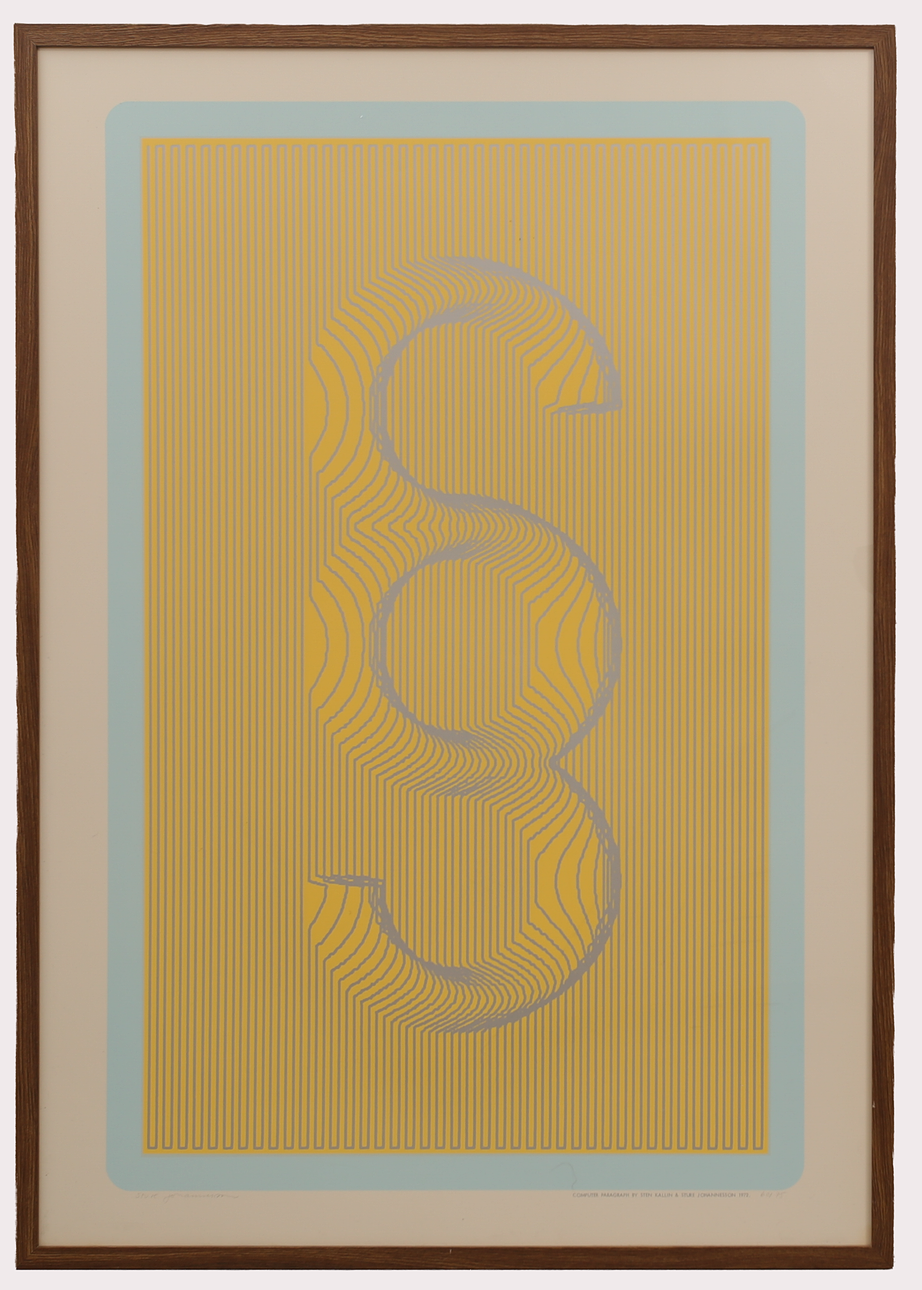 STURE JOHANNESSON. Lithograph, paragraph, signed, numbered 48/75, dated 1972, yellow/blue.