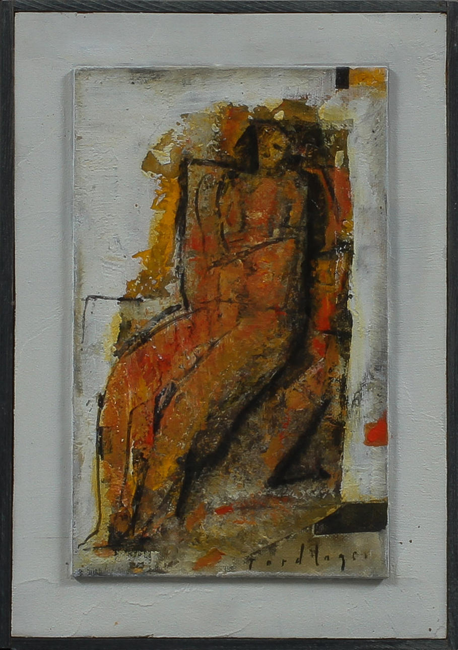 TORD LAGER. "Sittande kvinna", olja på pannå.