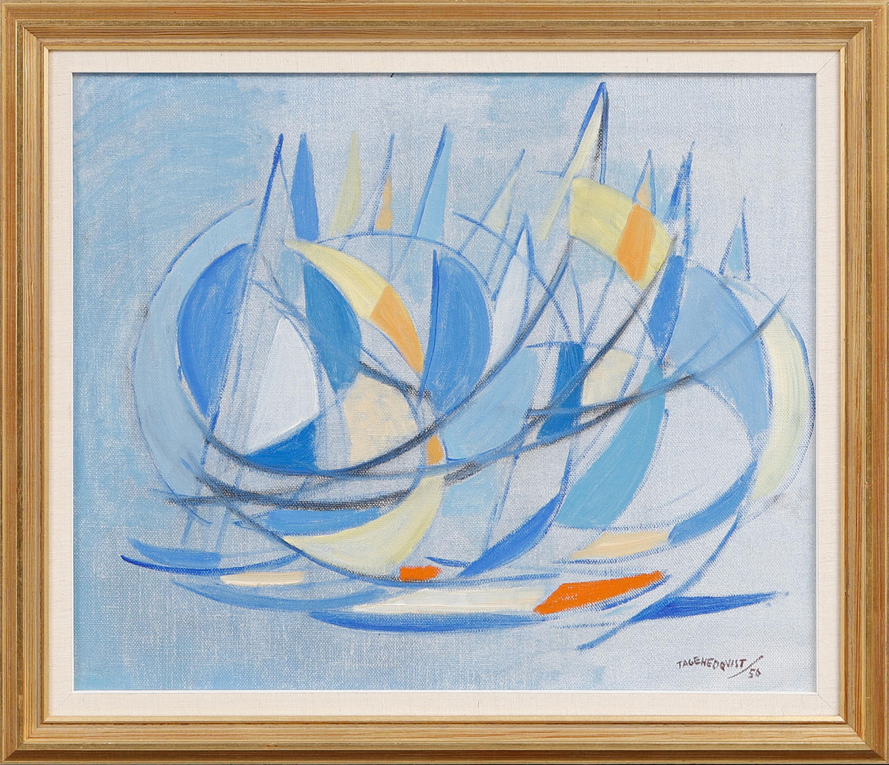 TAGE HEDQVIST. Composition, oil on canvas, signed and dated -50.