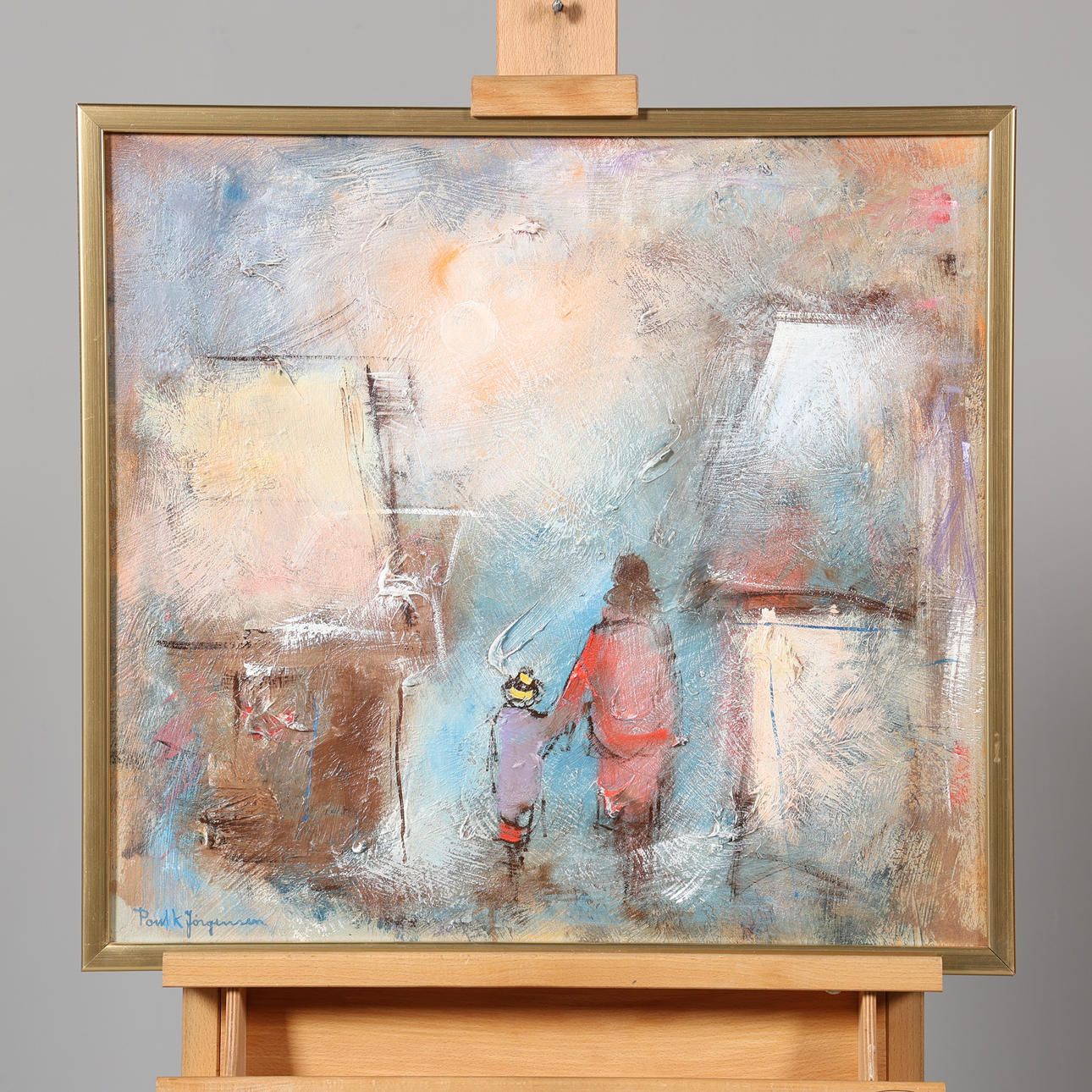 POUL K JÖRGENSEN. OIL ON PANEL, signed.