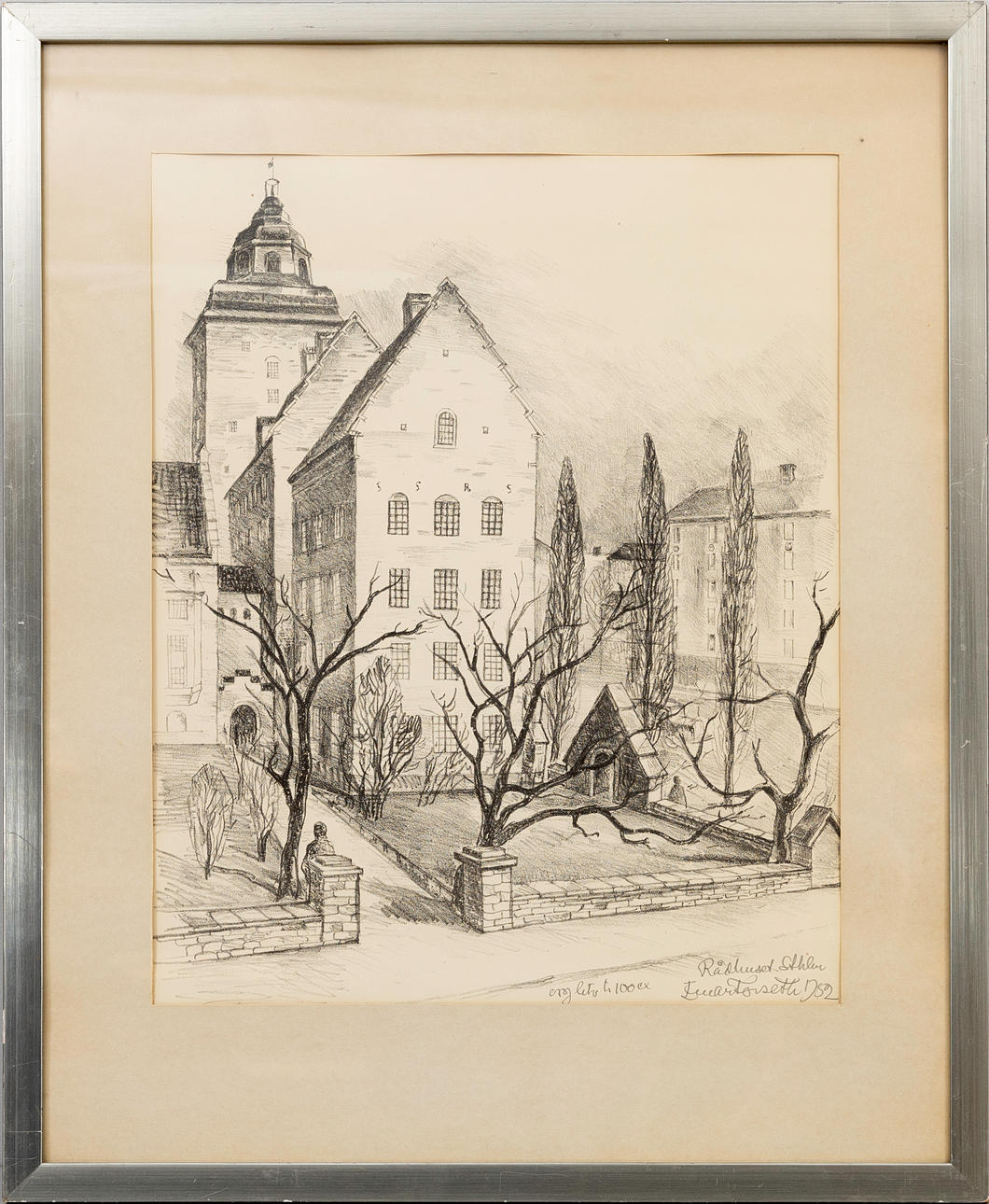 EINAR FORSETH. Rådhuset Stockholm, lithograph, signed, dated 1952.