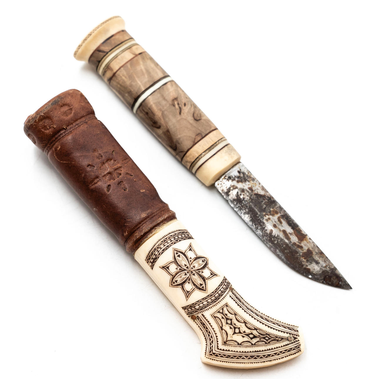 BÖRJE KARLSSON. Half-horn knife, Sameslöjd, Signed.