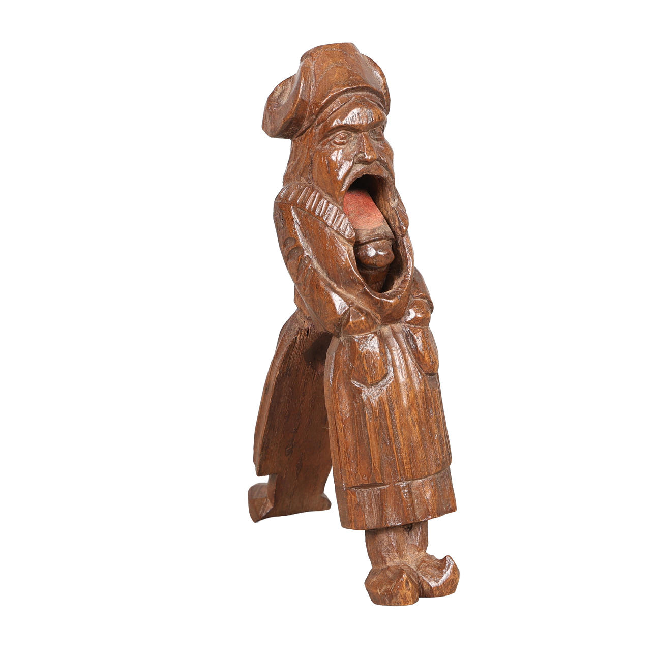A 19TH CENTURY CARVED TREEN NUTCRACKER.