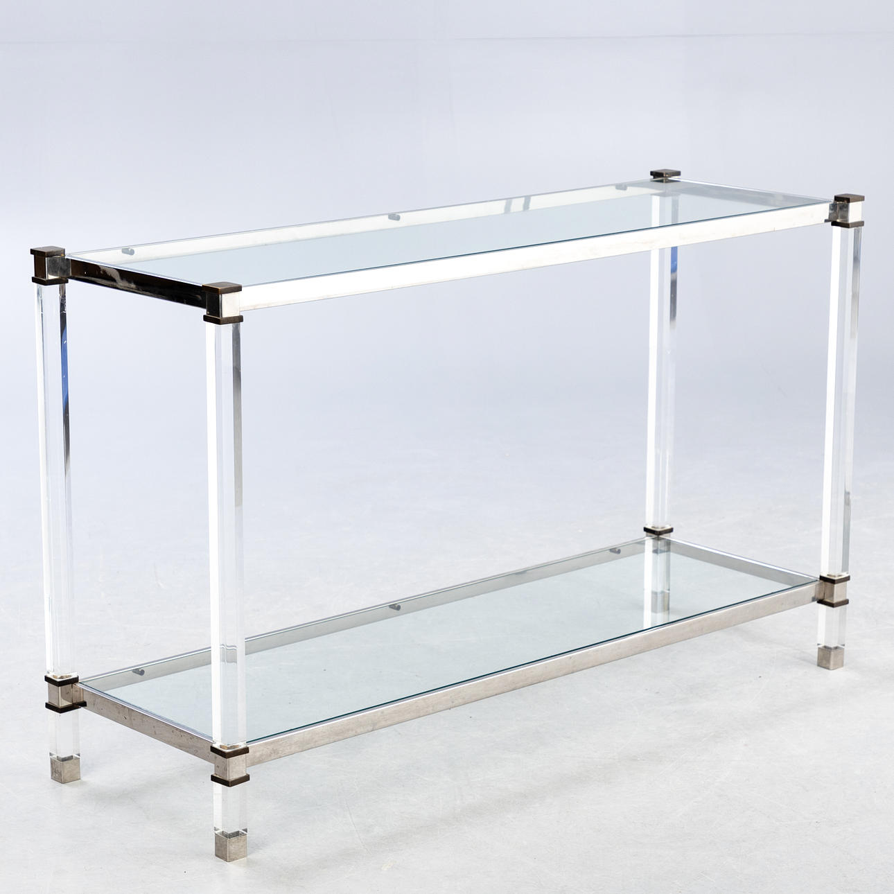 console table, glass and acrylic.