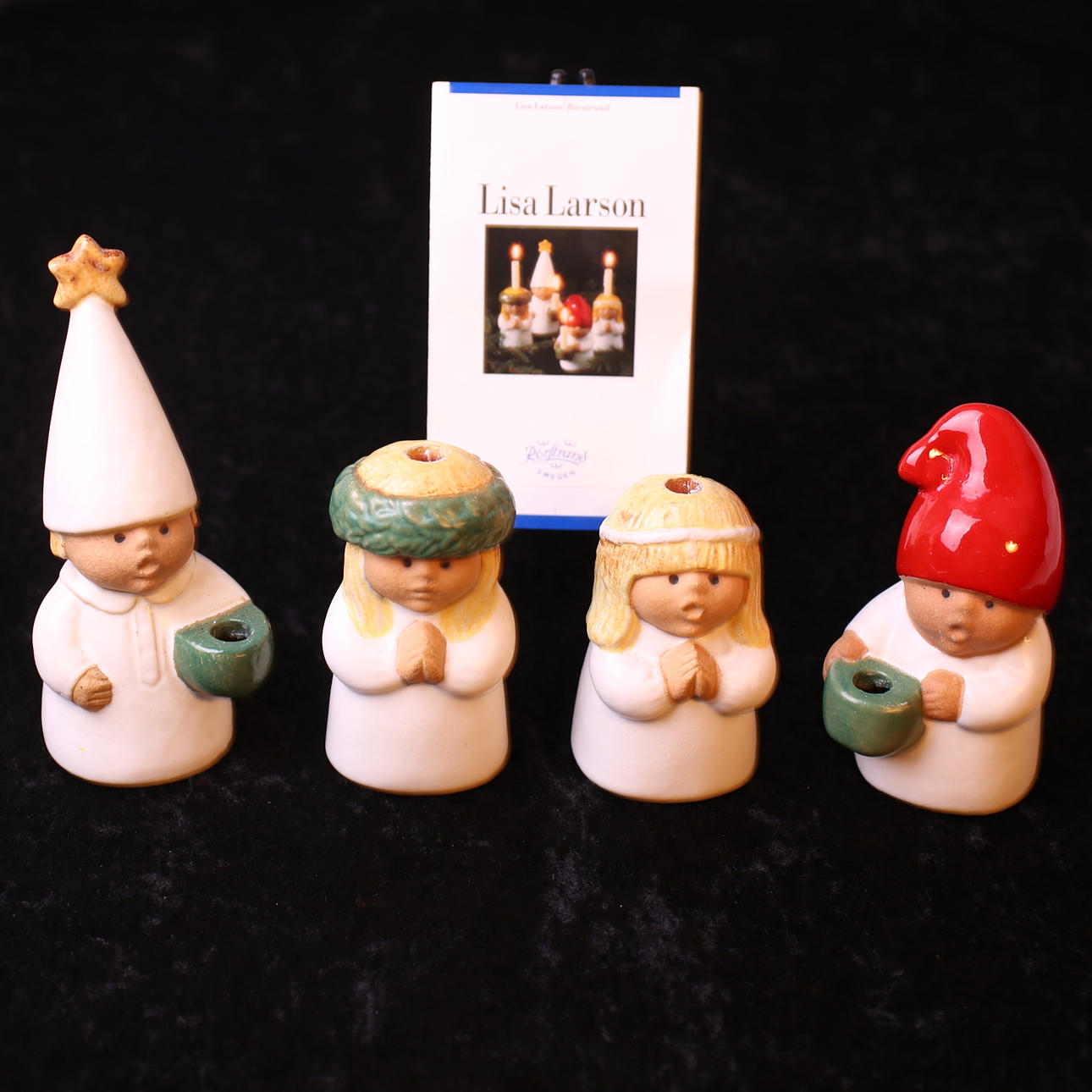 LISA LARSON. LJUSSTAKAR - SERIE, 4 delar, keramik, Advent - Lisa Larson - Rörstrand, sent 1900-tal.