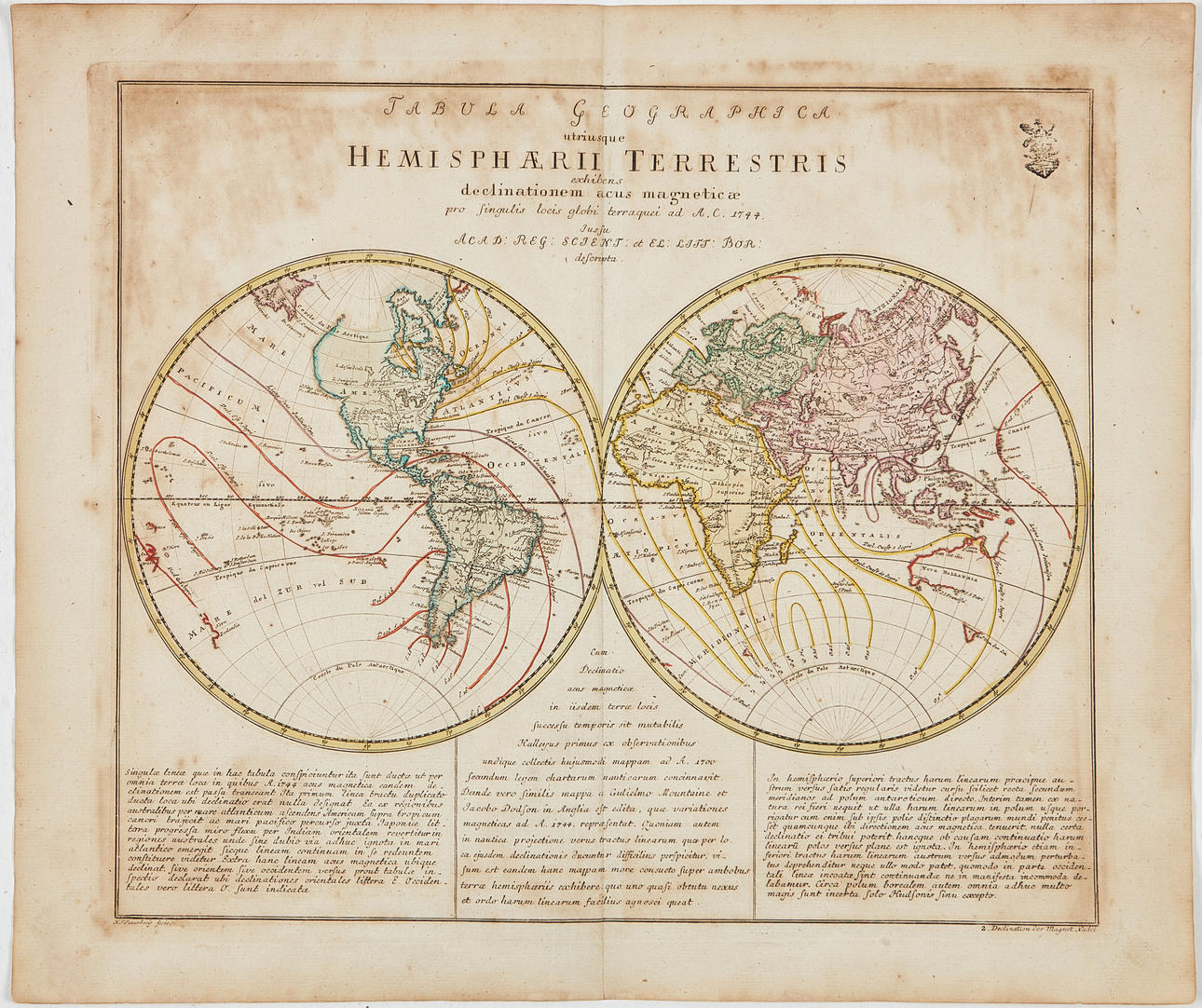 EULER'S DOUBLE-HEMISPHERE WORLD MAP, ca 1770.