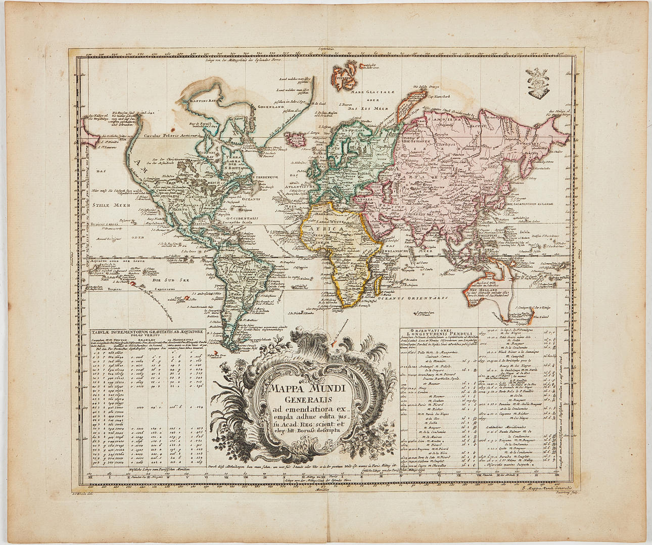 SCARCE WORLD MAP BY EULER, ca 1770.