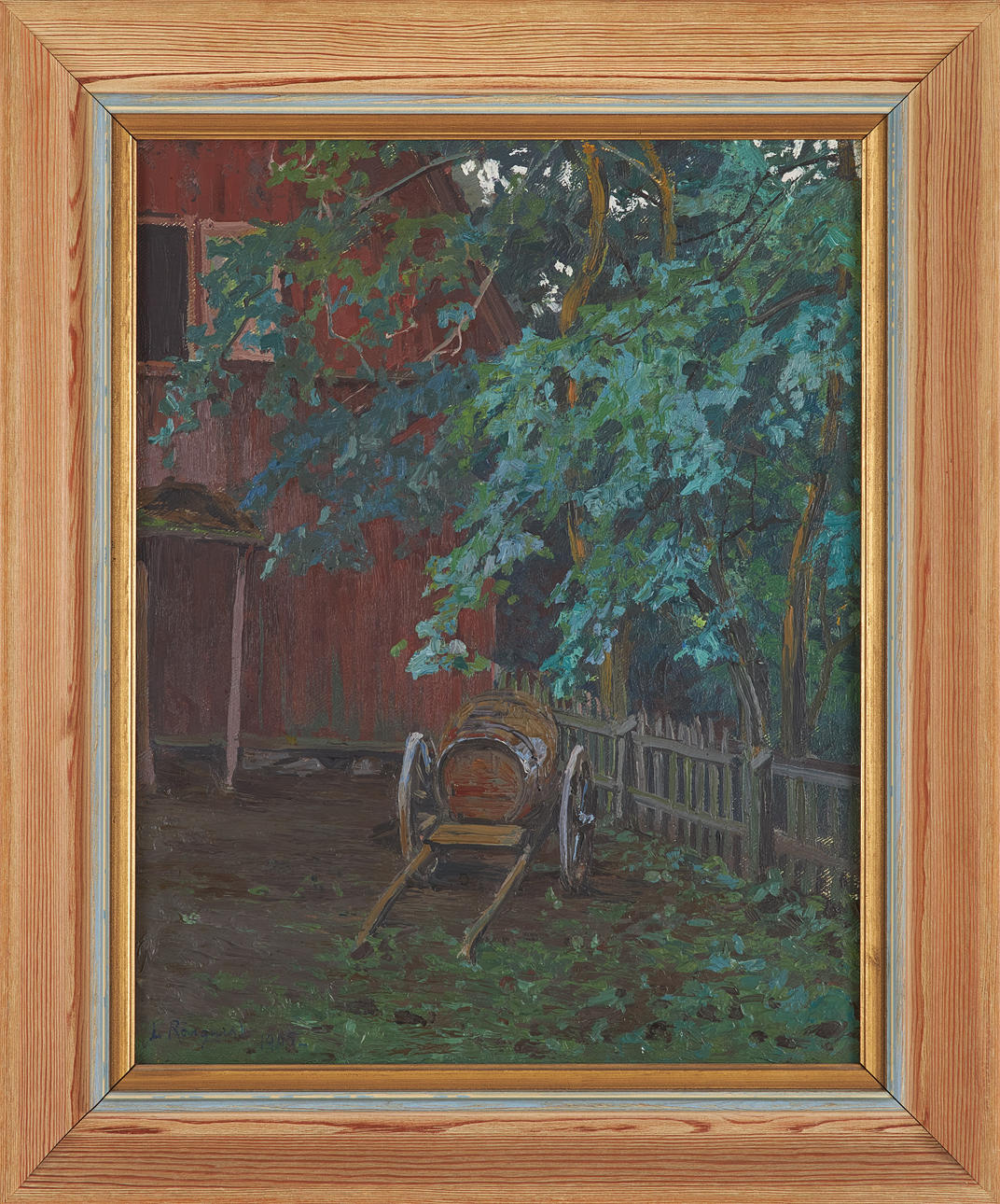 LOTTEN RÖNQUIST. gårdsmotiv, olja på duk, signerad samt daterad 1905 ...