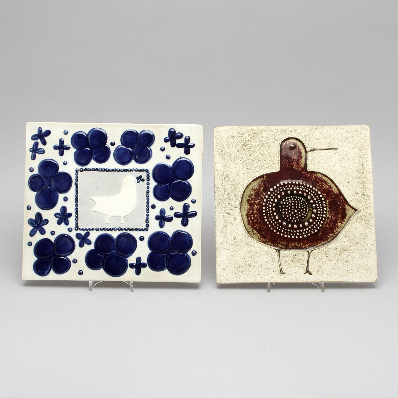 VÄGGPLATTOR, 2 st, keramik, Sylvia Leuchovius Rörstrand.