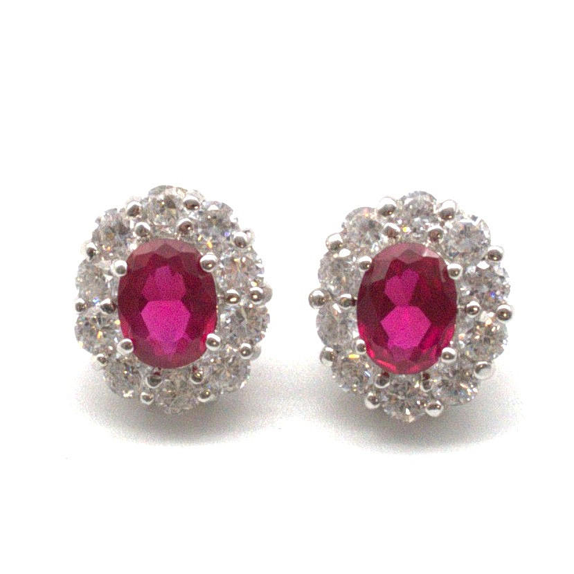 CHRISIAN & IBANA. 3KT RUBIN ÖRHÄNGEN; HANDGJORDA; ART DECO STIL;.