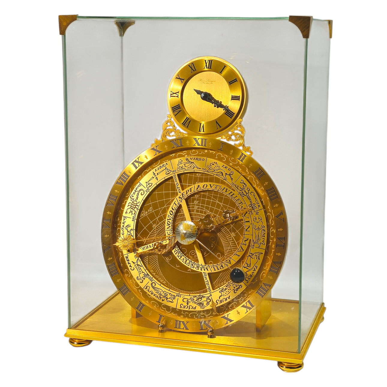 HOUR AND LIGHT. Golden astronomical clock with two dials, 1990s. Clocks ...