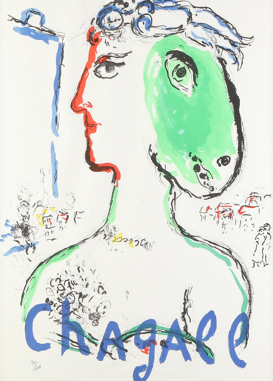 MARC CHAGALL. EFTER. Litografi, 90/100. 