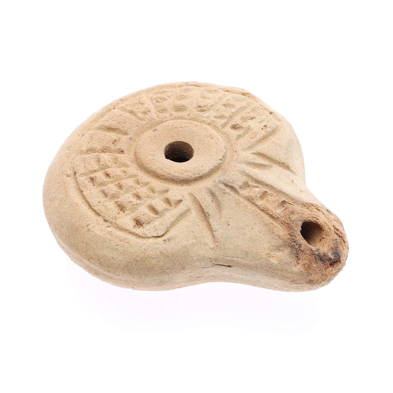 ROMAN EGYPT EARTHENWARE OIL LAMP.