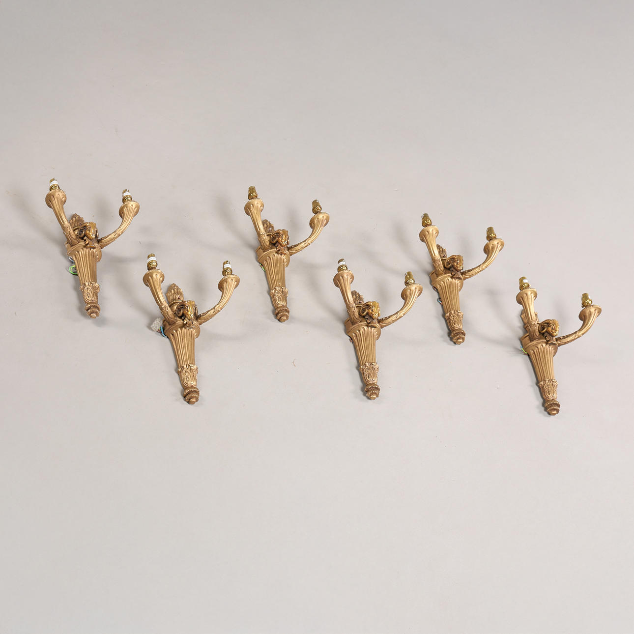 SIX 20TH CENTURY GILT WALL SCONCES (6).