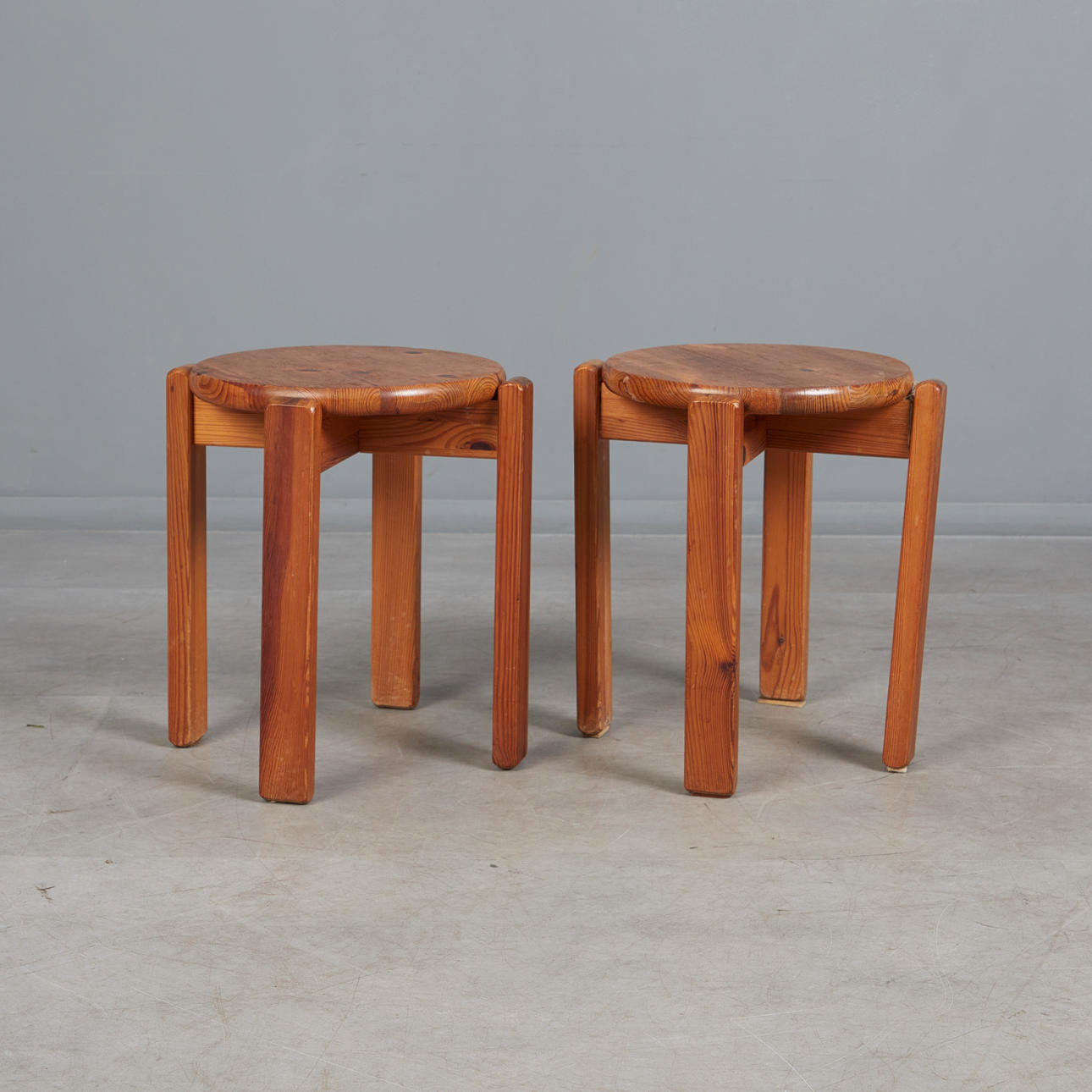 Two stacking chairs/stools, softwood. (2).