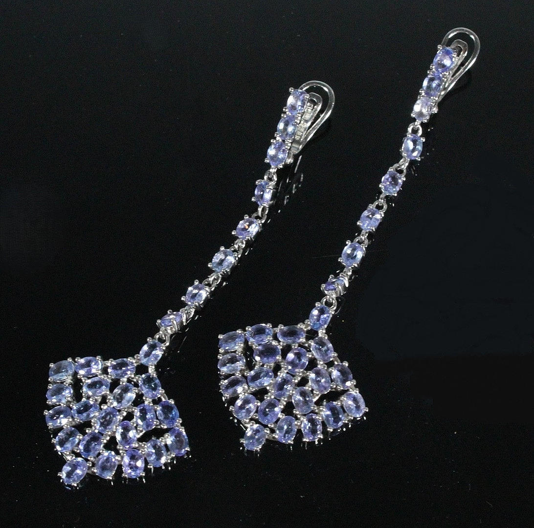 Long tanzanite earrings.