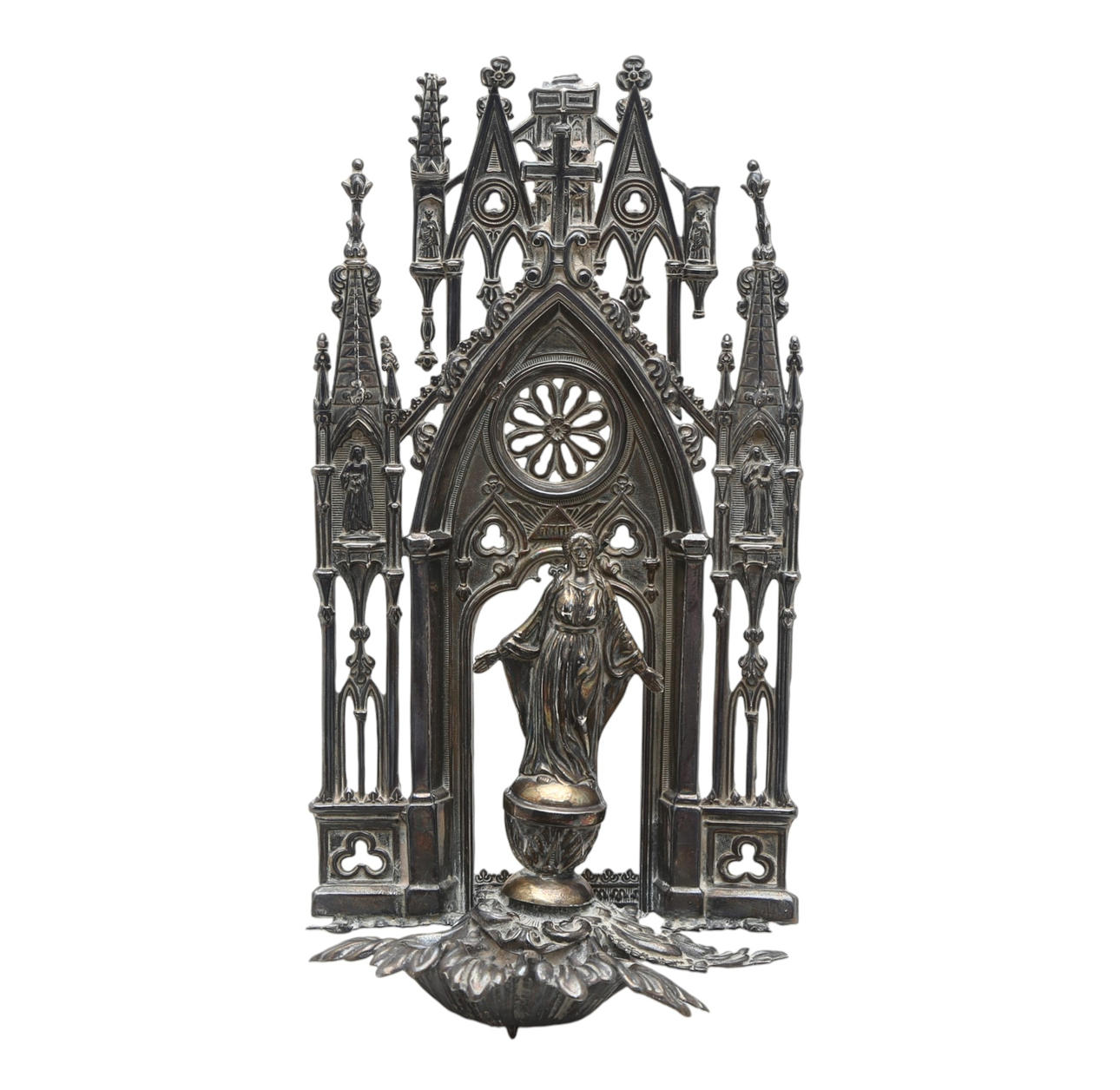 “Immaculate”,silver blessing stoup, 20th Century.