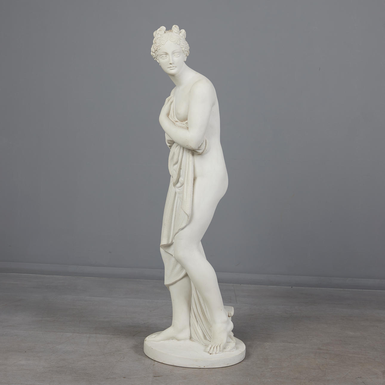 LORENZO DAL TORRIONE. Female sculpture, artificial marble, 20th