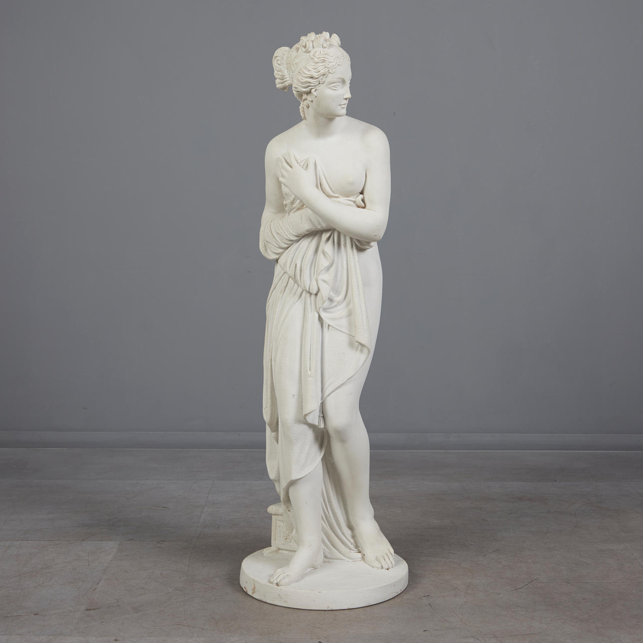 LORENZO DAL TORRIONE. Female sculpture, artificial marble, 20th
