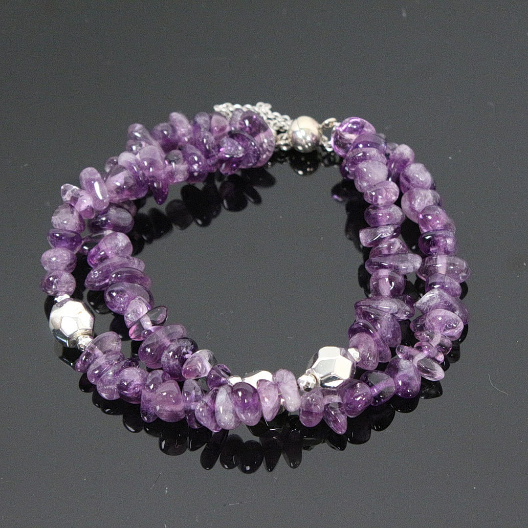 2-rhg bracelet with amethyst, 925 silver.