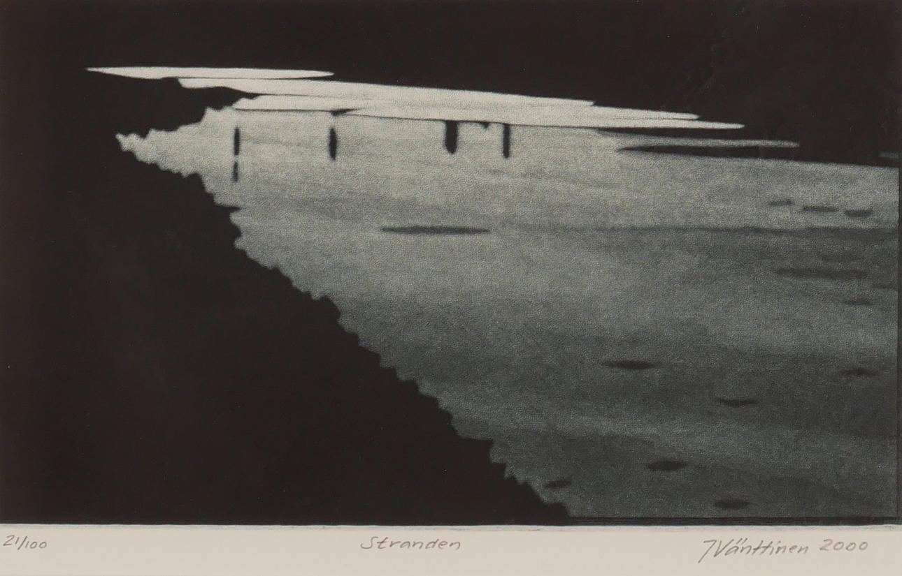 JUKKA VÄNTTINEN. “Stranden”, etching, signed J. Vänttinen 2000.