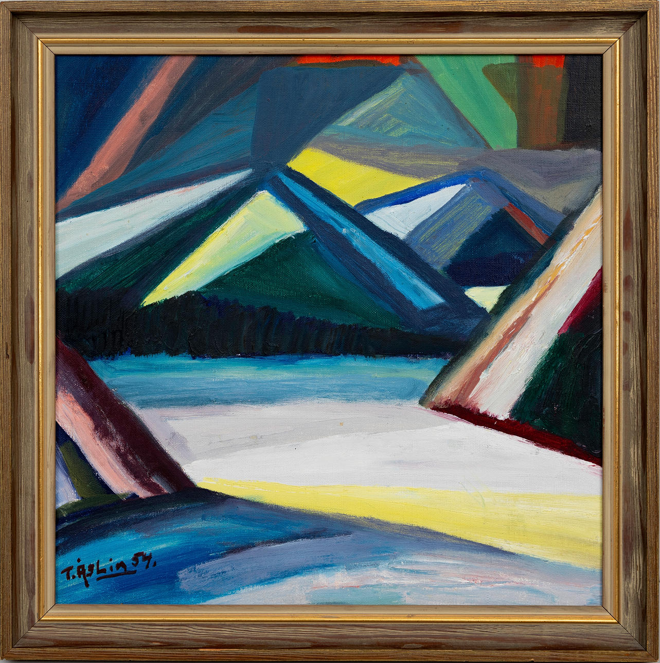 THURE ÅSLIN. Northern lights, oil on panel, signed, dated -54.
