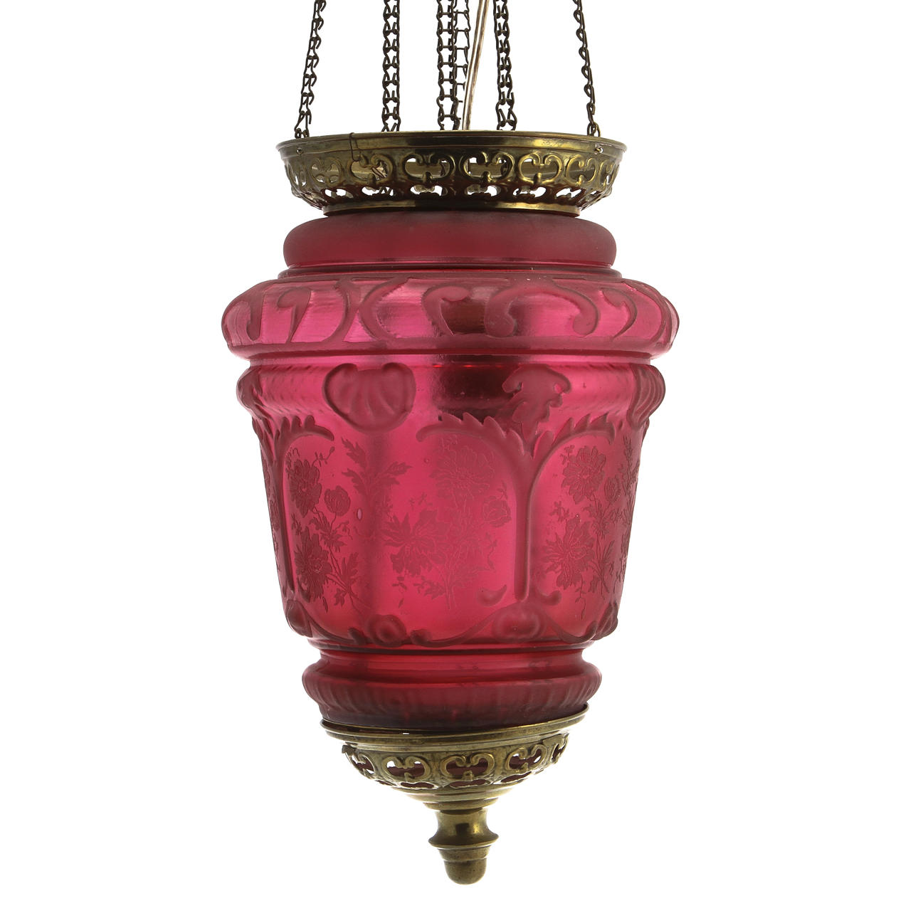 MÅNSKENSLAMPA, rosa glas, 1800-talets slut.