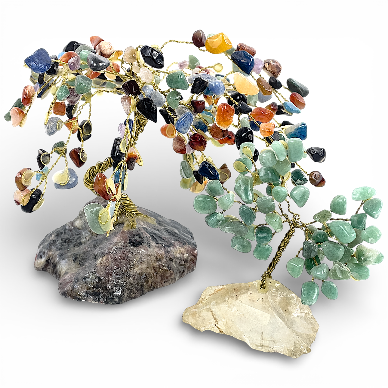 DEKORATIONSTRÄD, 2 st. Halvädelstenar, 1900-tal.