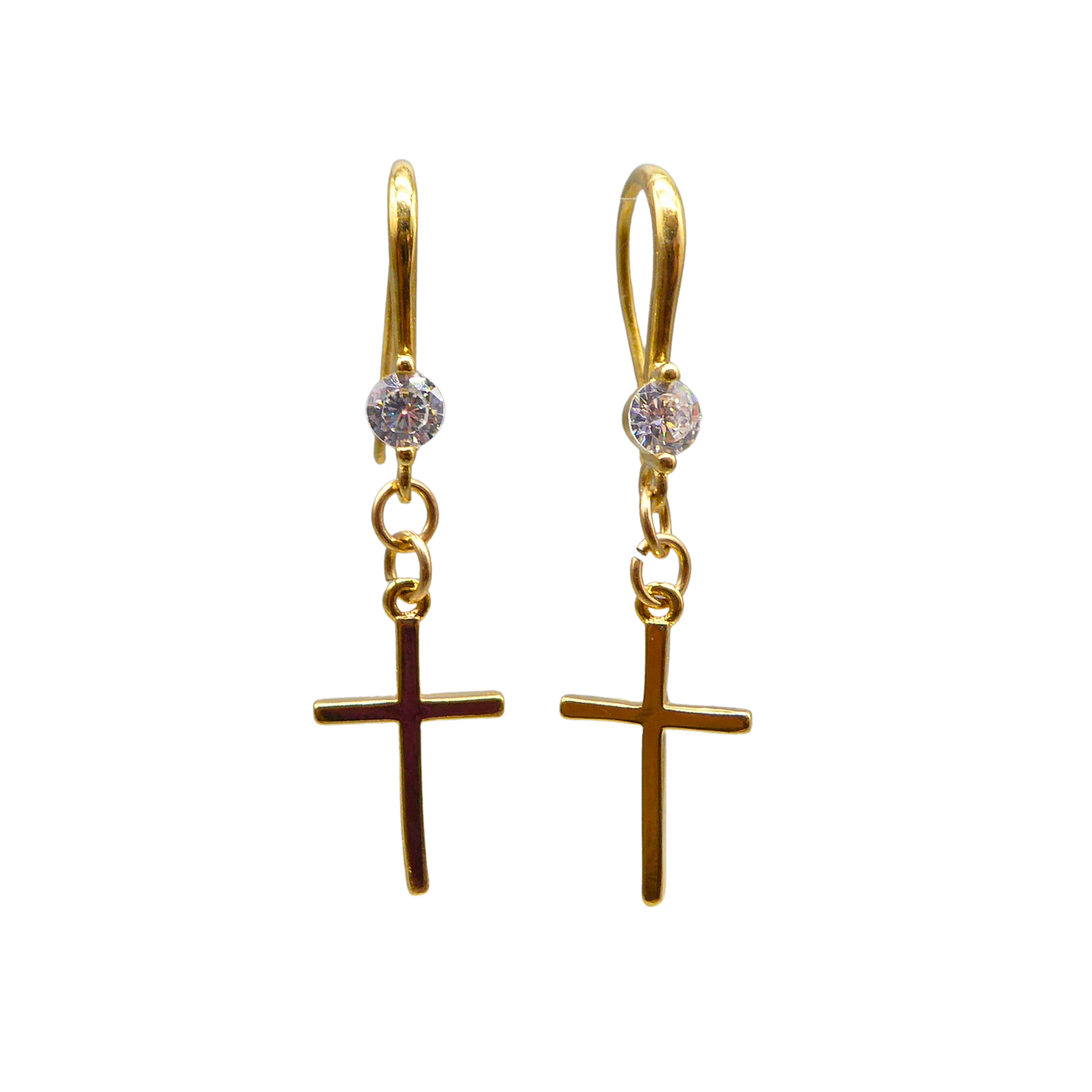 HANGING EARRINGS WITH A CROSS.