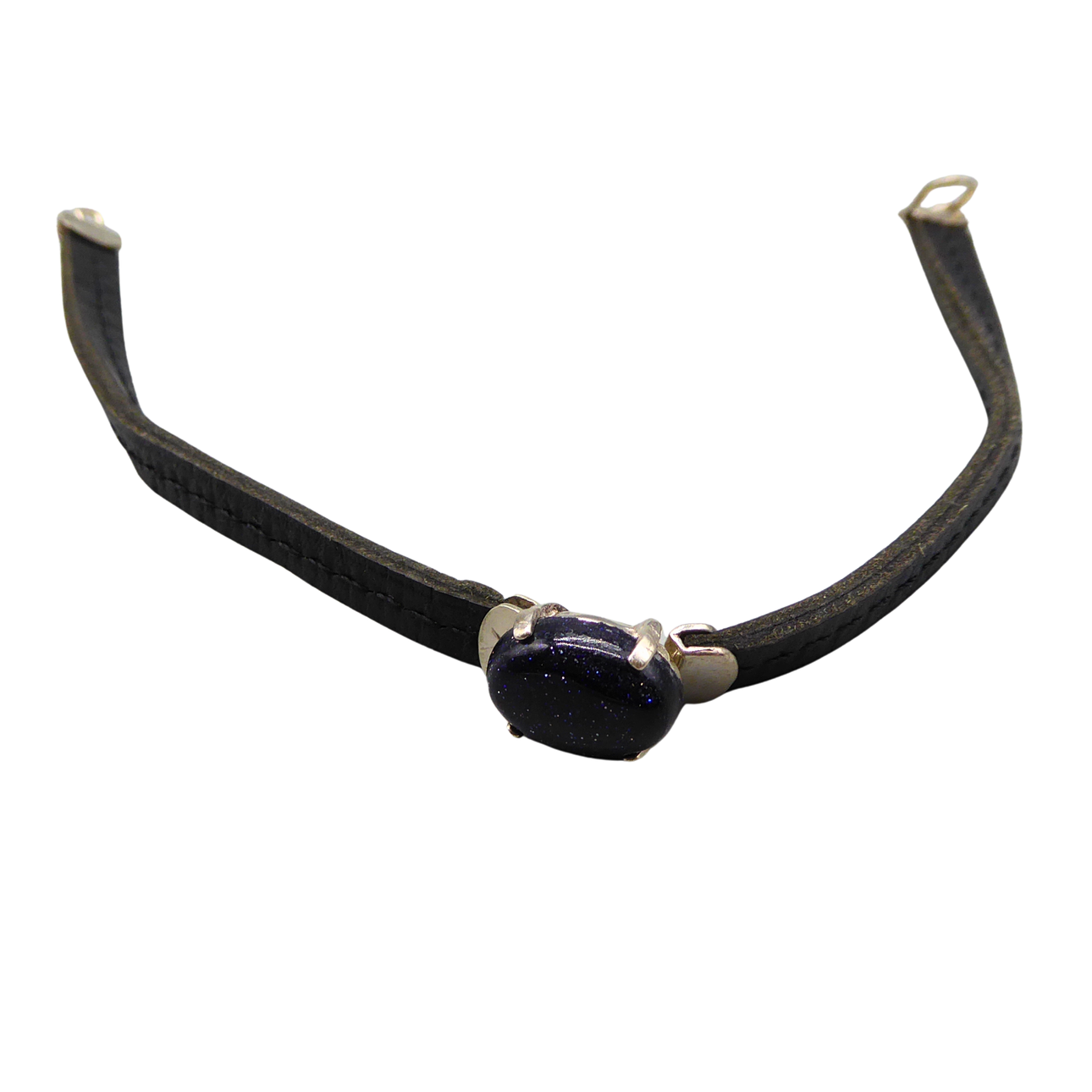 LEATHER BRACELET WITH A BLUE SANDSTONE.