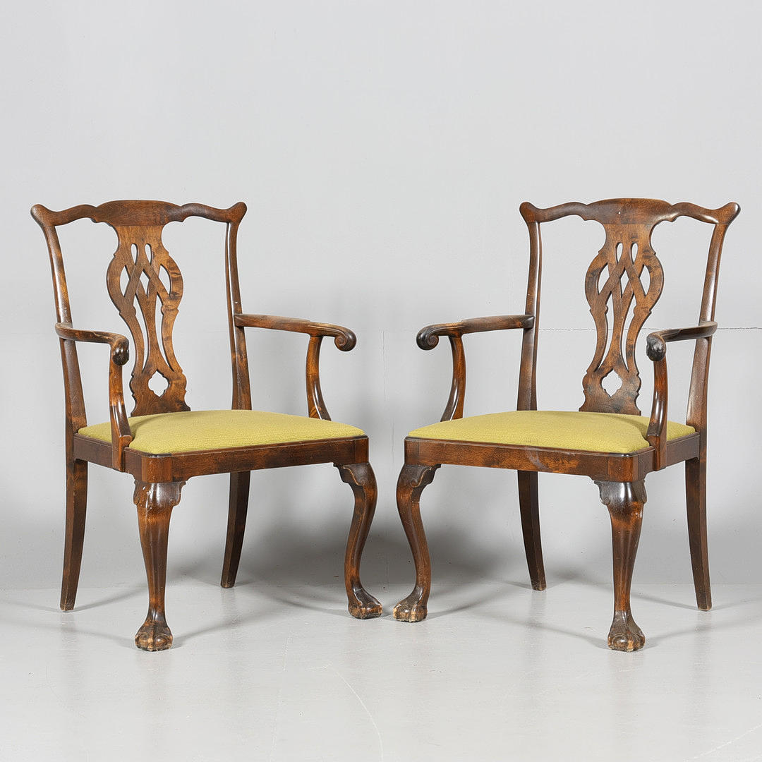 Armchairs, 1 pair, Chippendale-style.