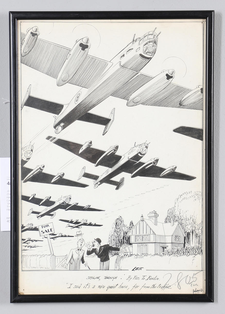 JOSEPH LEE (1901-1975) HAND DRAWN CARTOON: 'SMILING THROUGH: BY PASS TO BERLIN'.
