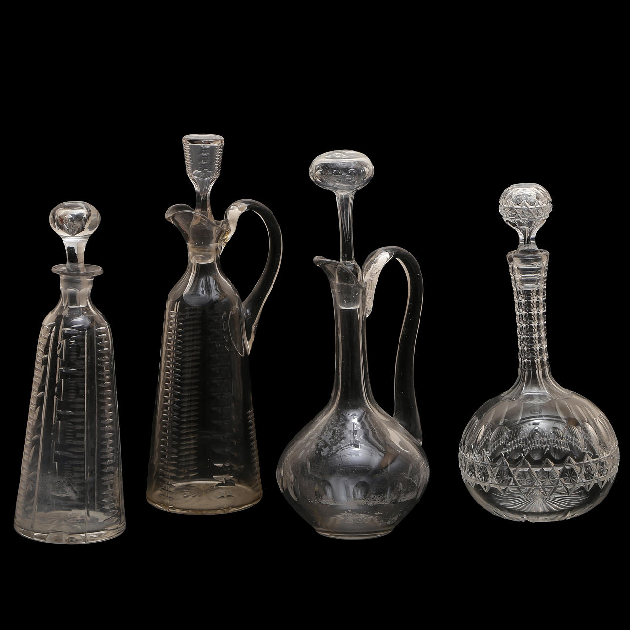 DECANTERS, 4 PCS, 19TH/20TH CENTURY.