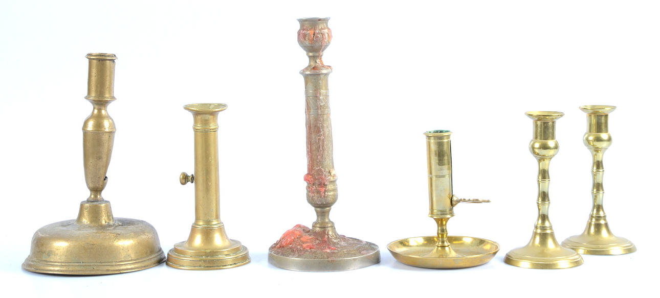 LJUSSTAKAR, brons, 6-stycken, 16,17,1800-tal.