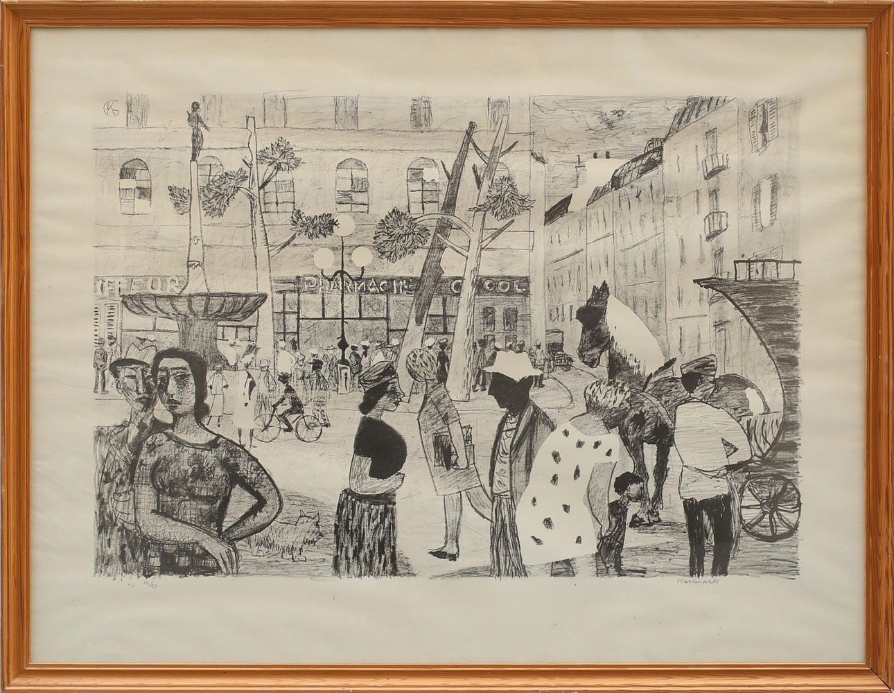 GERHARD KARLMARK. Gatuliv i Paris, litografi nr 10/50, signerad.