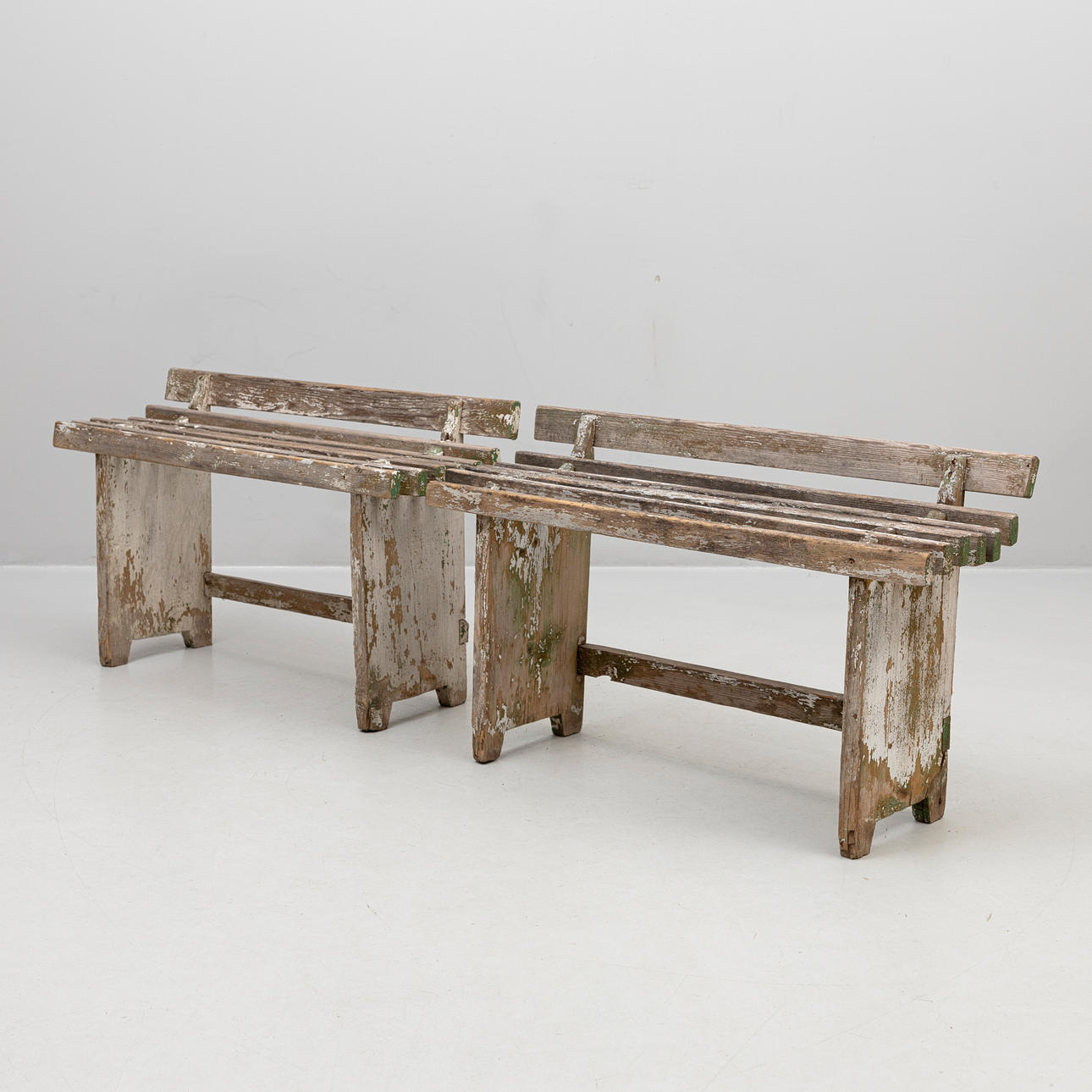 GARDEN BENCHES, a pair, 19th century.