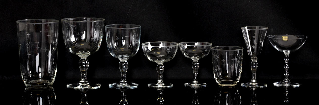 GLASSERVIS, 77 delar, Elis Bergh, Kosta, 1900-tal.