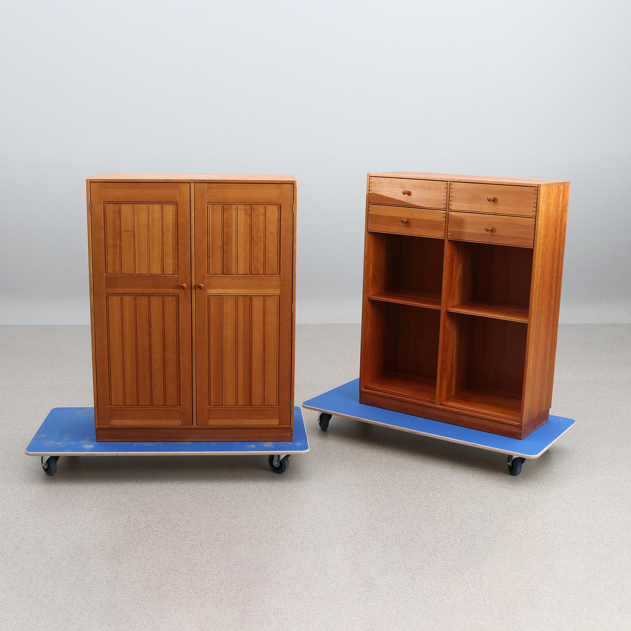 FINN HANSEN. CABINET, TWO PCS. Cherry. Denmark, 1990s. Unmarked.