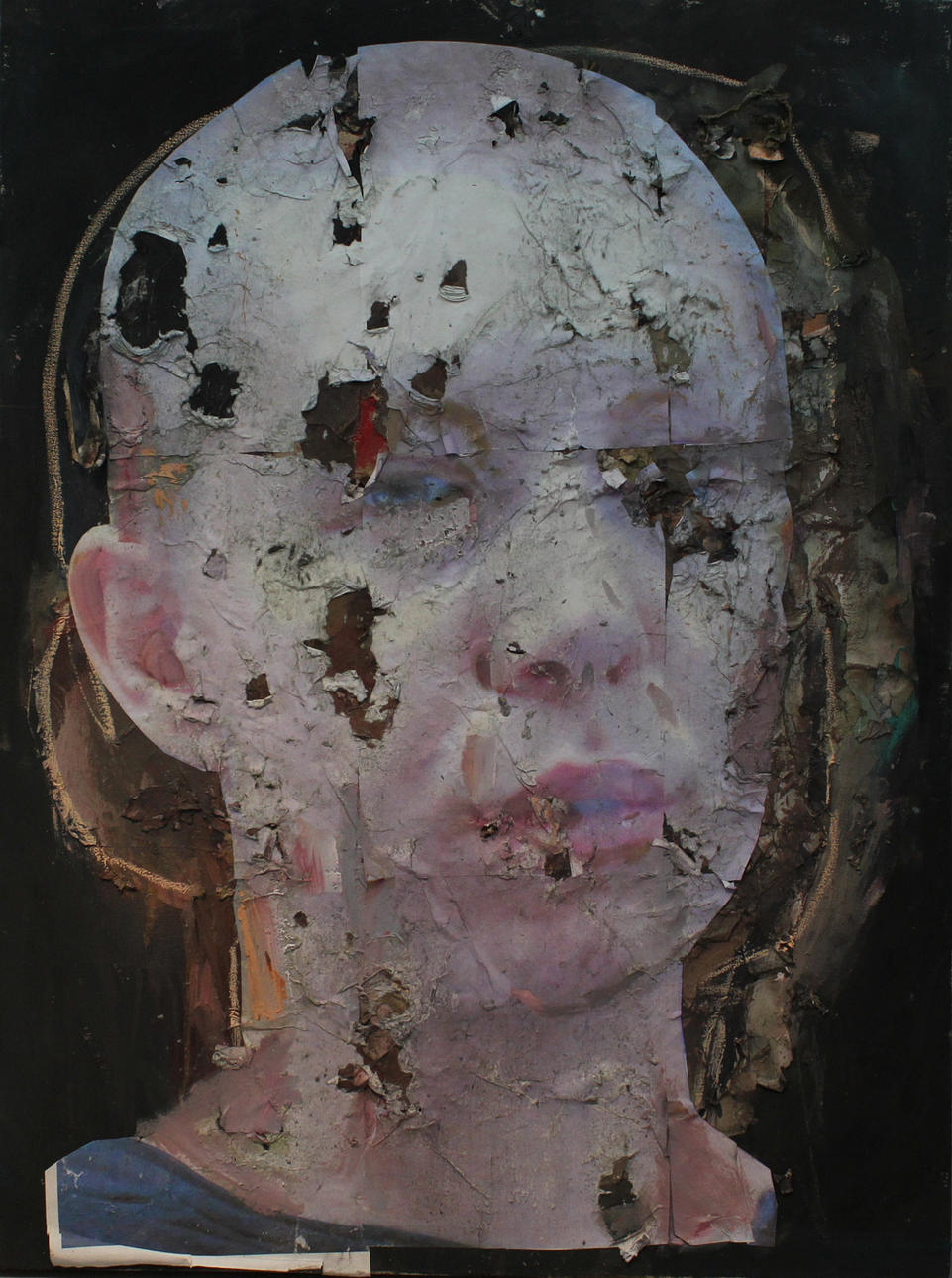 ERIK LAGERWALL. "Ansikte" Mix media på duk. Signerad a tergo.