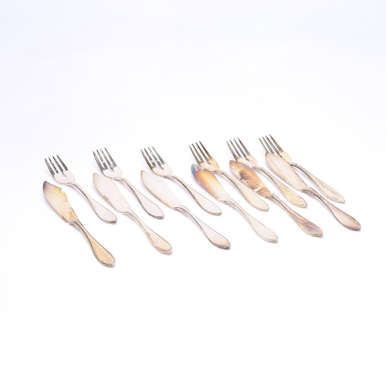 FICKBESTICK, 12 delar, nysilver.