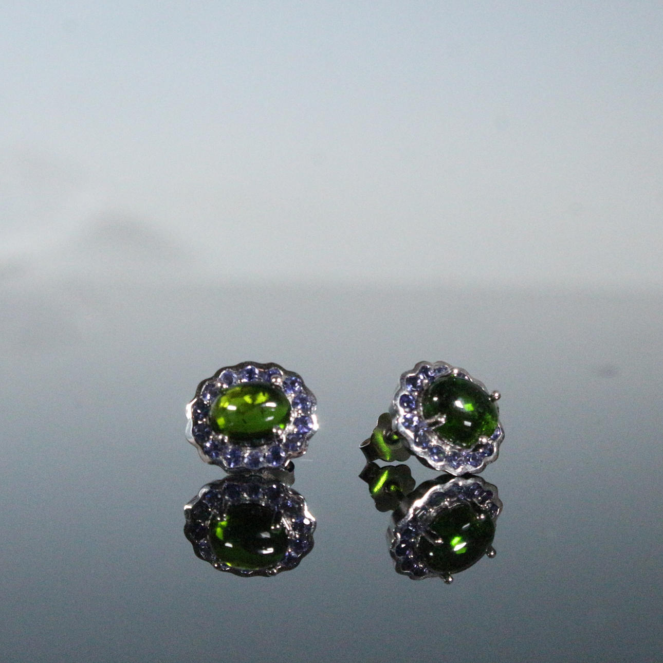 earrings with chrome diopside.