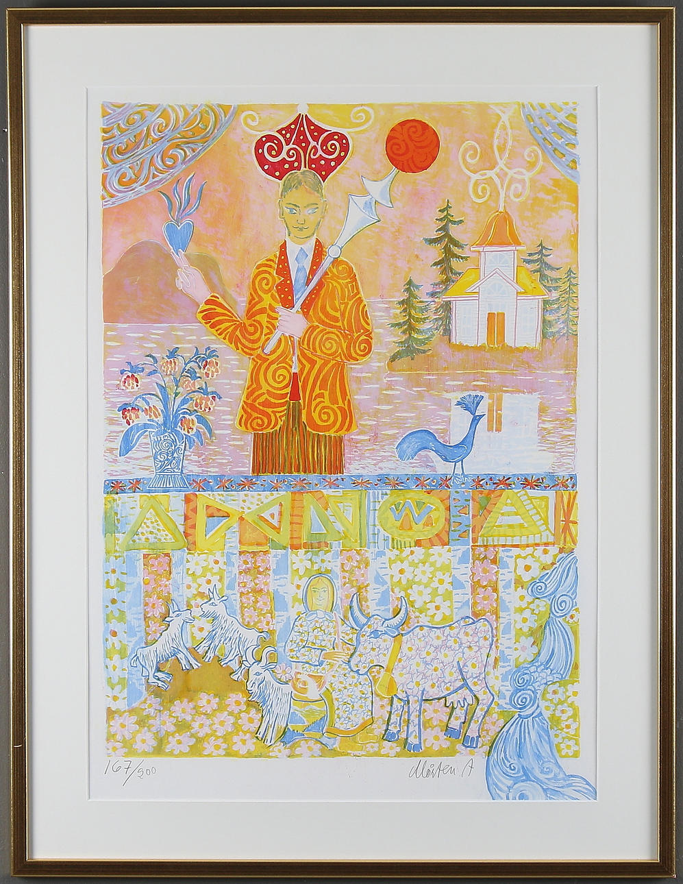 MÅRTEN ANDERSSON. Figurkomposition, färglitografi, signerad och numrerad 167/200.