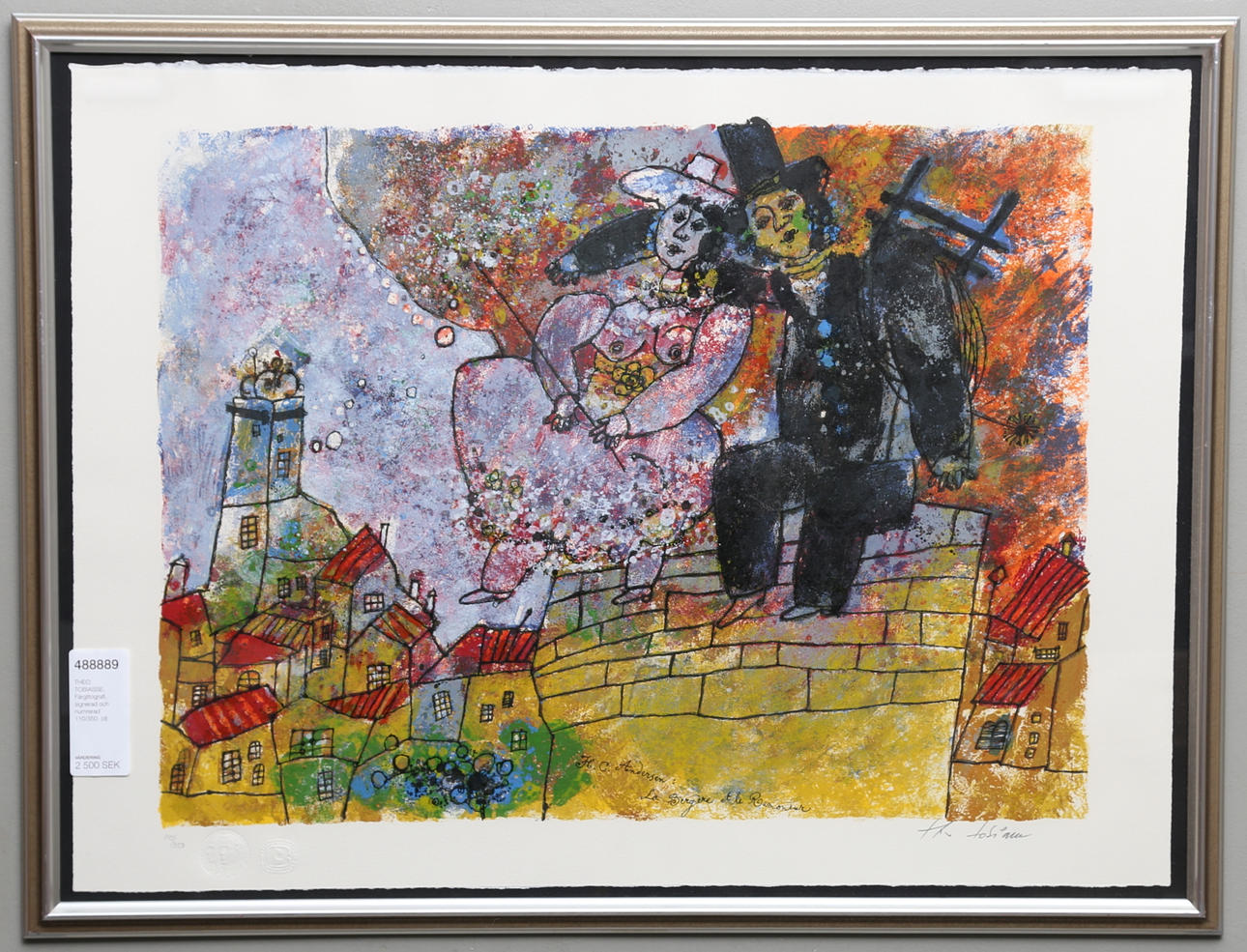 THEO TOBIASSE. “Herdinnan och sotaren”, HC Andersen. Färglitografi, signerad och numrerad 110/350.