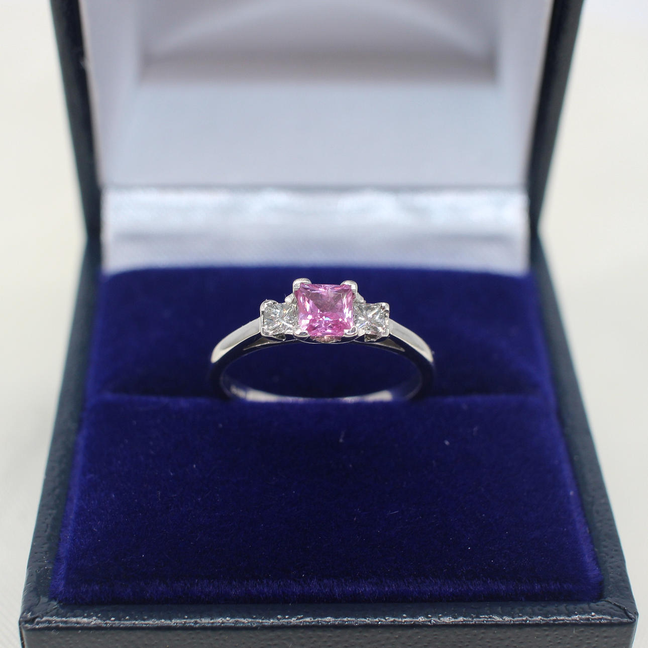 DIAMOND & PINK SAPPHIRE TRILOGY RING.