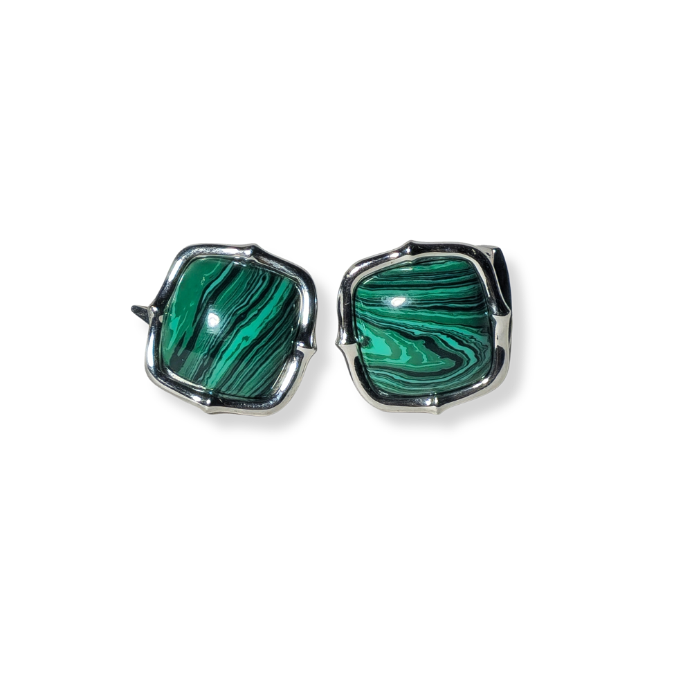 CUFFLINKS IN SILVER AND MALACHITE.