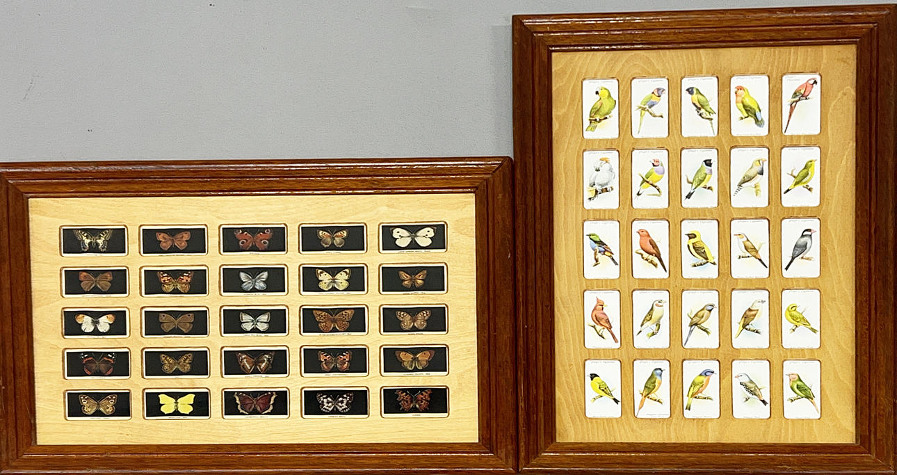 TWO FRAMED SETS OF CIGARETTE CARDS.