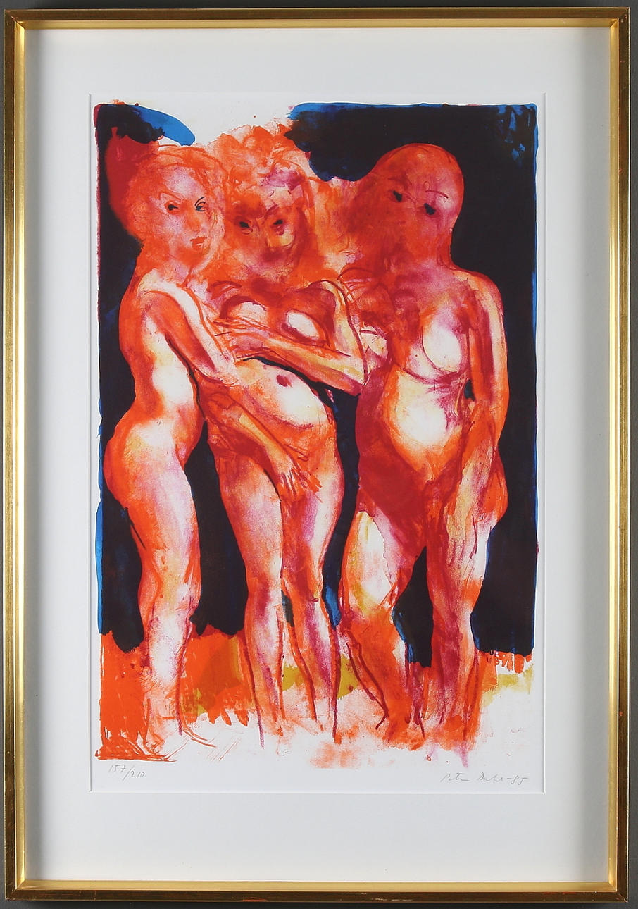 PETER DAHL. Figurkomposition, färglitografi, signerad, numrerad 157/210 och daterad -85.