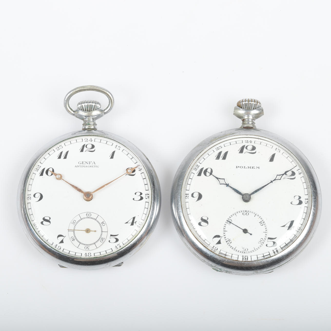 POCKET WATCH, 2 pieces, Genfa and Polhem, white metal. Clocks & Watches ...