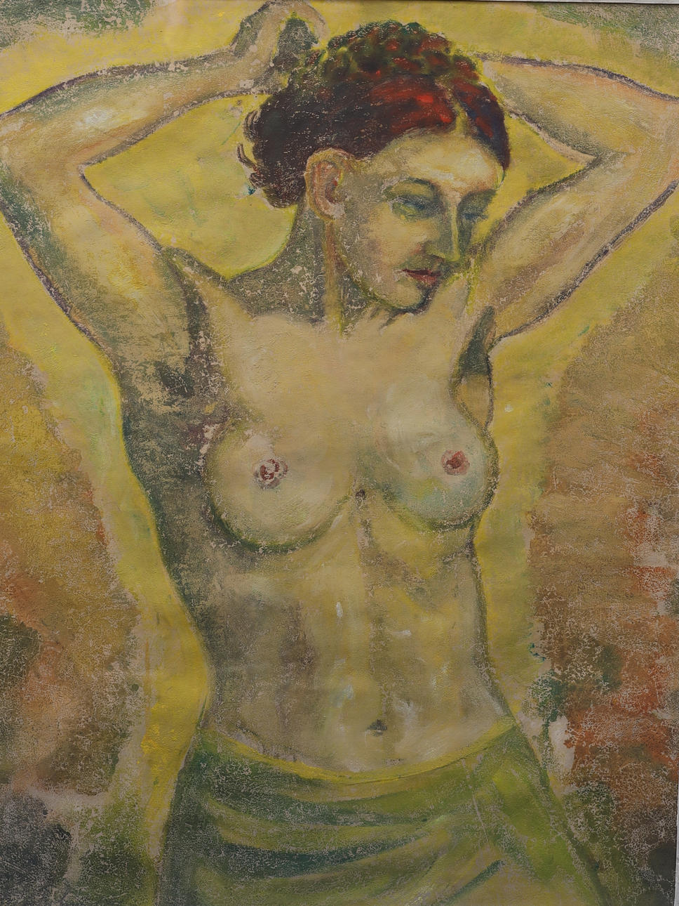 GÖSTA BOHM. Posing woman, mixed media, signed and dated 1941.