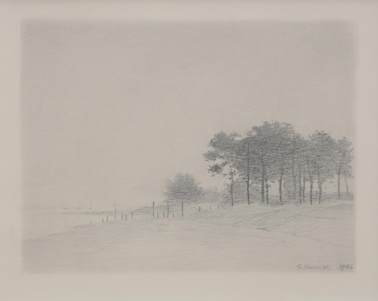 GUNNAR NORRMAN. BEACH WITH FOREST GROVE.